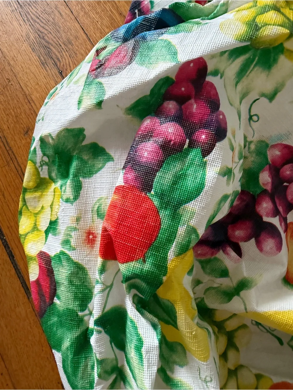 Home Accents Fruit Print Elastic Fit Tablecloth - White Multicolor vintage
